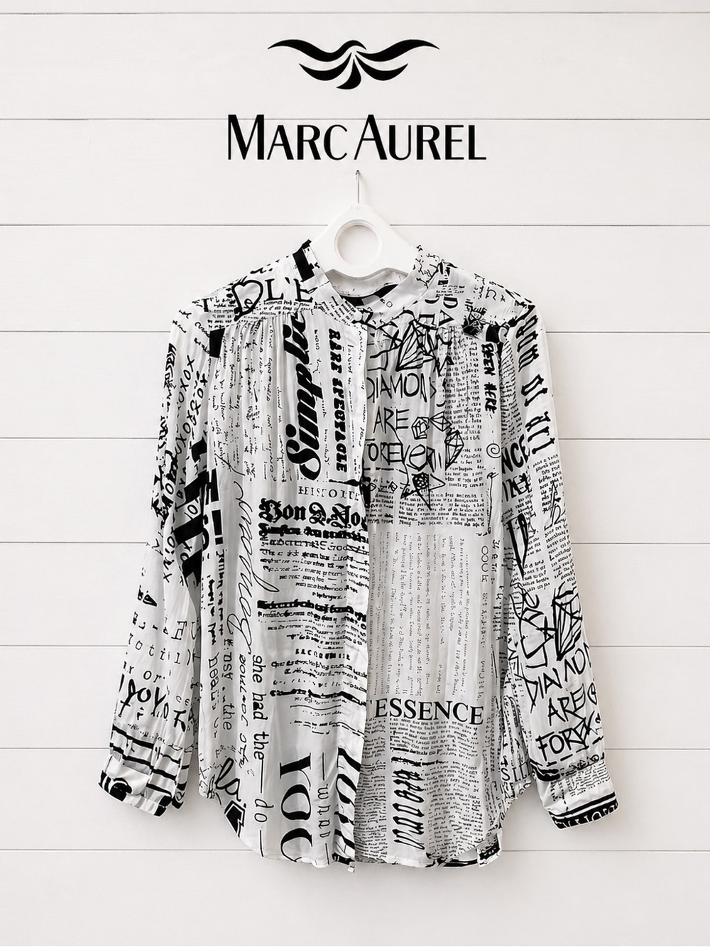 MARC AUREL – Black & White Graphic Print Blouse – Size 42